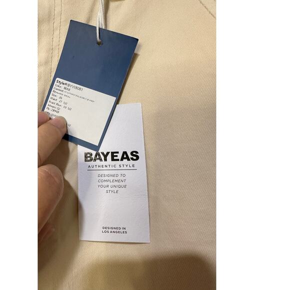 Bayeas High Rise Wide Leg Beige Cargo Jeans Size 26 NWT Stretchy Utility - Picture 6 of 14